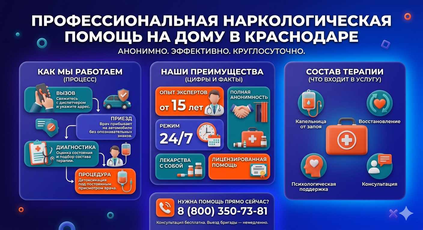 Инфографика о принципах лечения алкоголизма на дому в Селятино: этапы вызова нарколога, преимущества анонимной детоксикации и состав медицинской помощи.